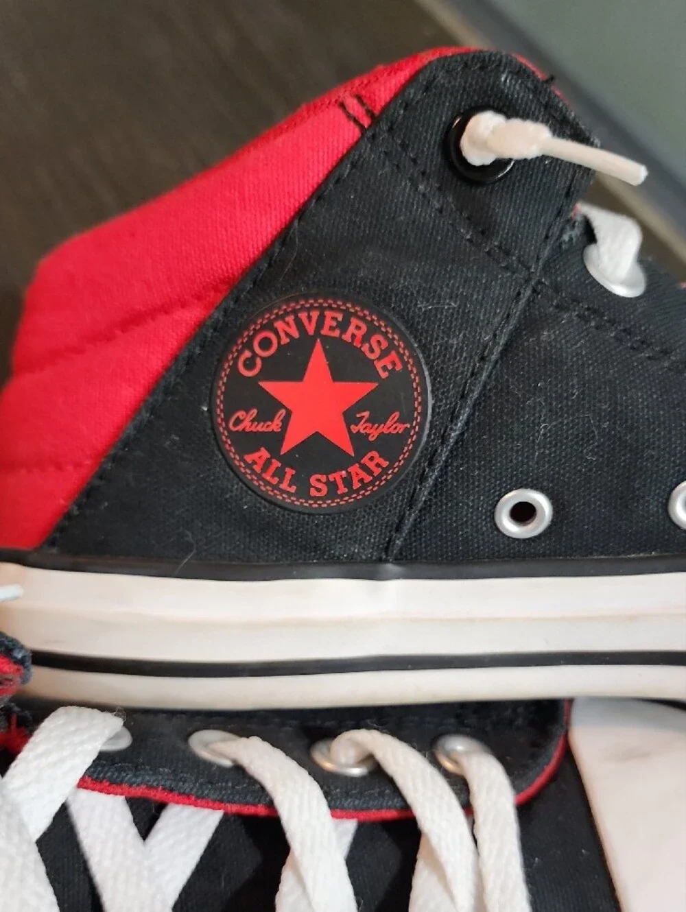 Converse Kids Black Canvas High-Top Sneakers with Red Trim